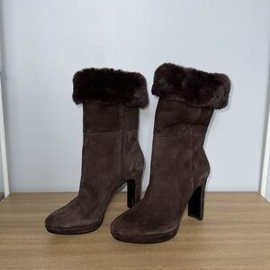 Calvin Klein Pebbles Faux Fur Heeled Boots